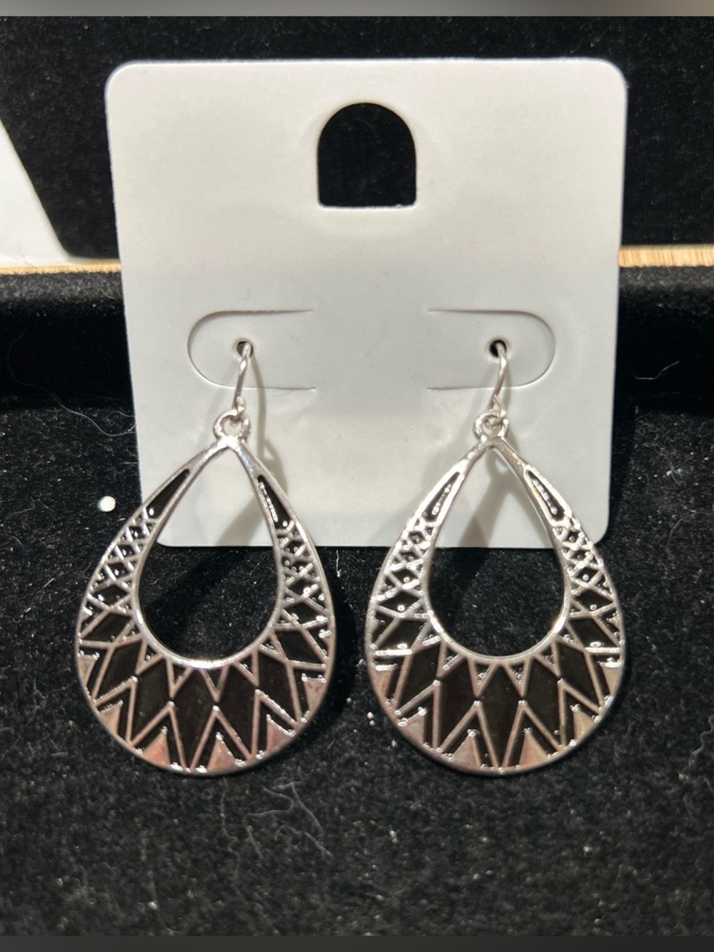 Silver color Teardrop Filigree Dangle Earrings - Women Jewelry